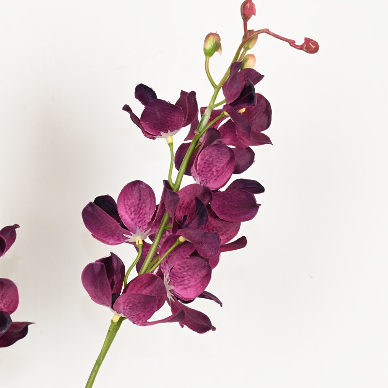 Arrangement floral orchidée artificielle 22 po dans un vase en verre, Rouge
