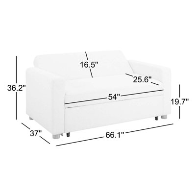 Serta Trinity 66.1" Full Size Convertible Sleeper Loveseat with Pop-Up Bed, Track Arm