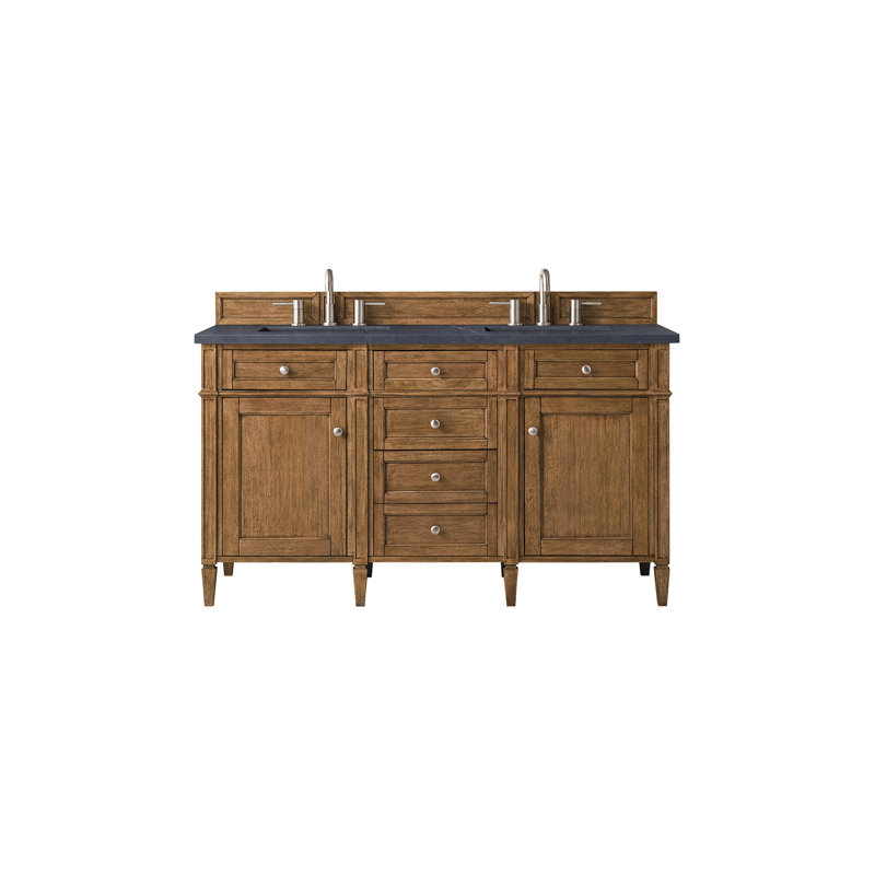 Brittany 60'' W Double Vanity, Saddle Brown, Charcoal Soapstone, 8" Widespread