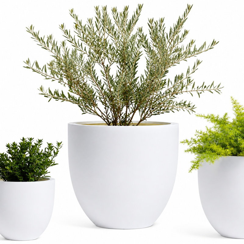 Dorlis Handmade Pot Planter, 15" H x 18" W x 18" D, White