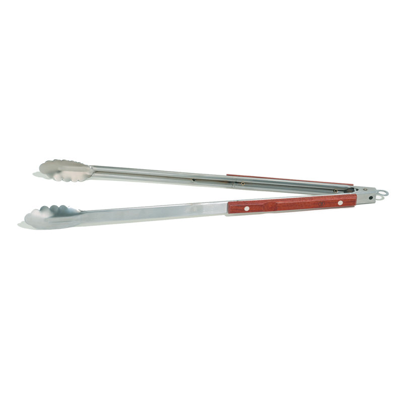 Outset Rosewood Collection Extra-Long Locking Tongs, Stainless Steel