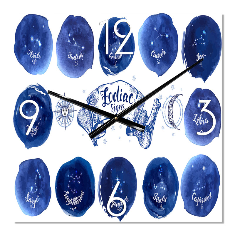 Collection d'astrologie sur fond bleu - Horloge murale moderne, Petit