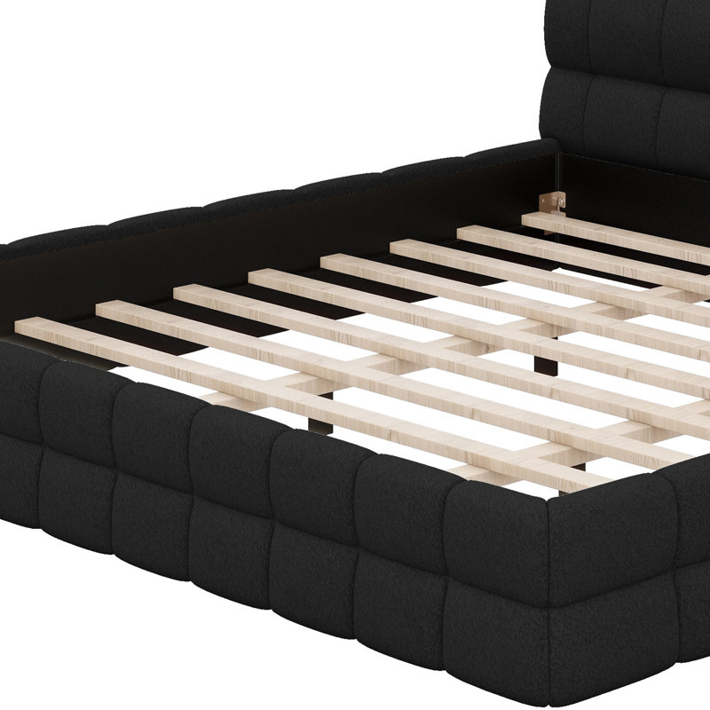 Lit tapissier Boucle, Noir