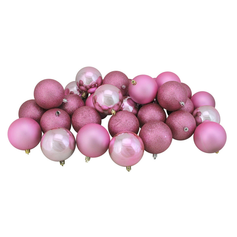 Ornements en forme de boule de Noël incassable 32 ct à 4 finitions, Rose