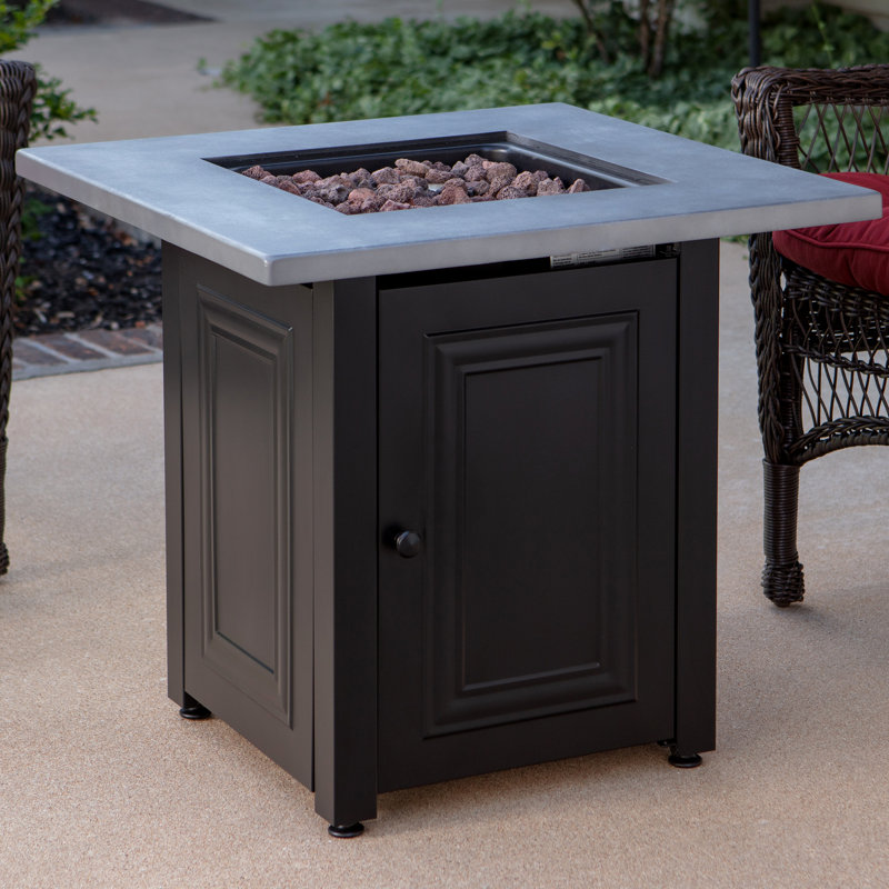 Wakefield Black and Grey Steel Gas Fire Pit Table