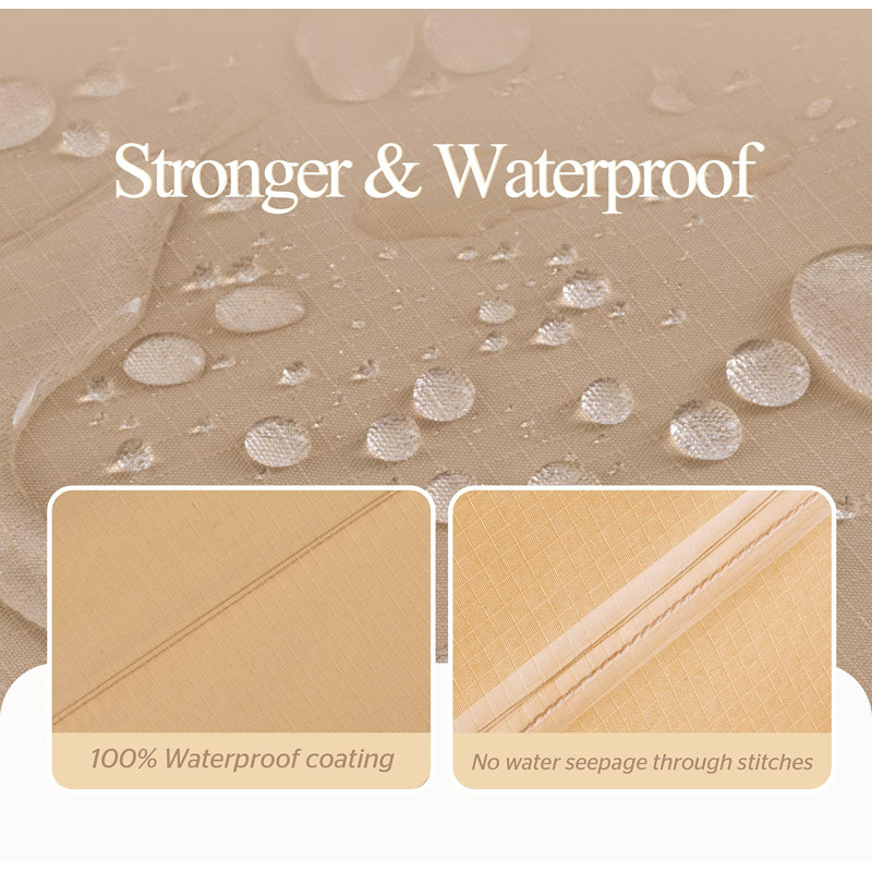 Waterproof Round Patio Furniture Cover, 110" D x 31" H, 1-Piece, (Beige), Beige