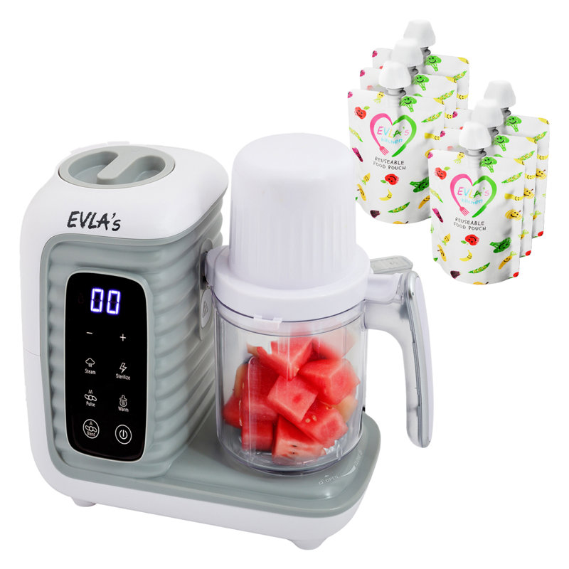 Cafetière pour bébé avec chauffe-biberon et 6 sachets réutilisables, blanc, White