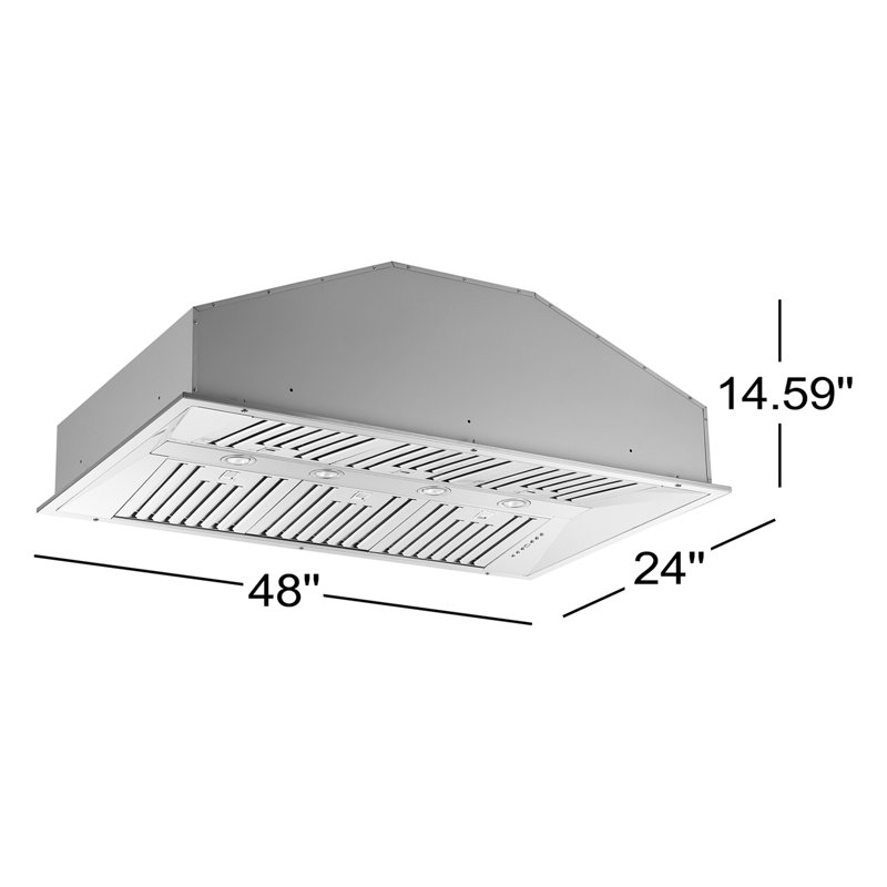 Altilia 48-inch Insert Range Hood, 1200 CFM Double Motor, 4 Speed Control, All Stainless Steel
