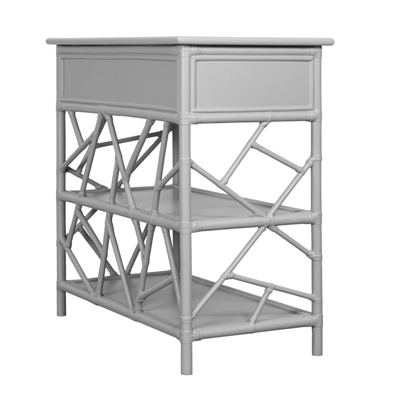 End Table with Storage, Light Gray