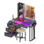 Dressing Table with Human Sensor RGB Lights, Tempered Glass Top, and Quick-Charging Station-447472077