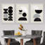 «Stacked Semi-Circles Abstract Shapes Neutral Mid Century Modern Art Black and White», 3 pièces-98696006-98696009