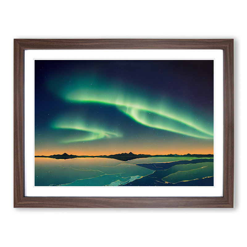 Unbelievable Northern Lights - Framed Print, 46cm H x 64cm W x 2cm D, Walnut