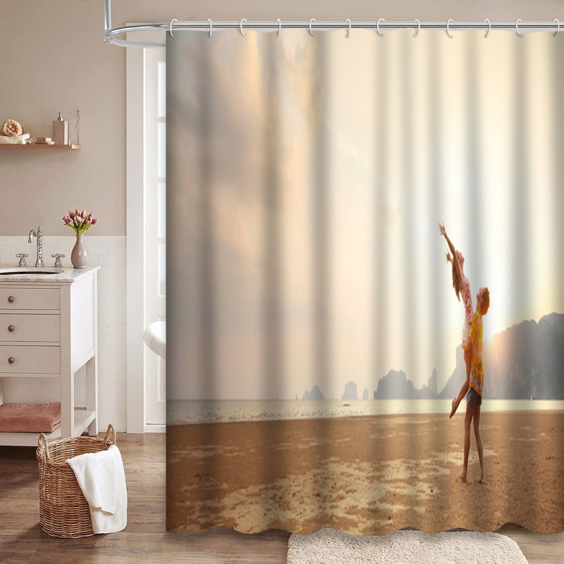 Rideau de douche romantique avec 12 crochets Sandy Beach, L 72 po x l 78 po