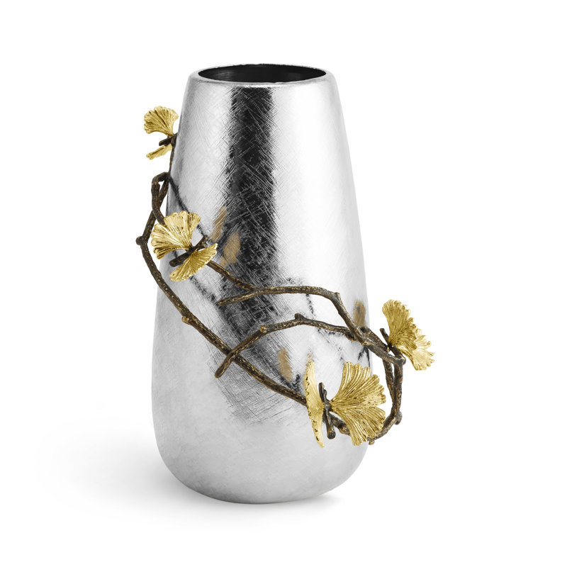 Butterfly Ginkgo Vase, 12" H x 9" W x 9" D