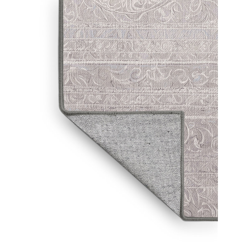 Machine Washable Gray Area Rug, Square 4'