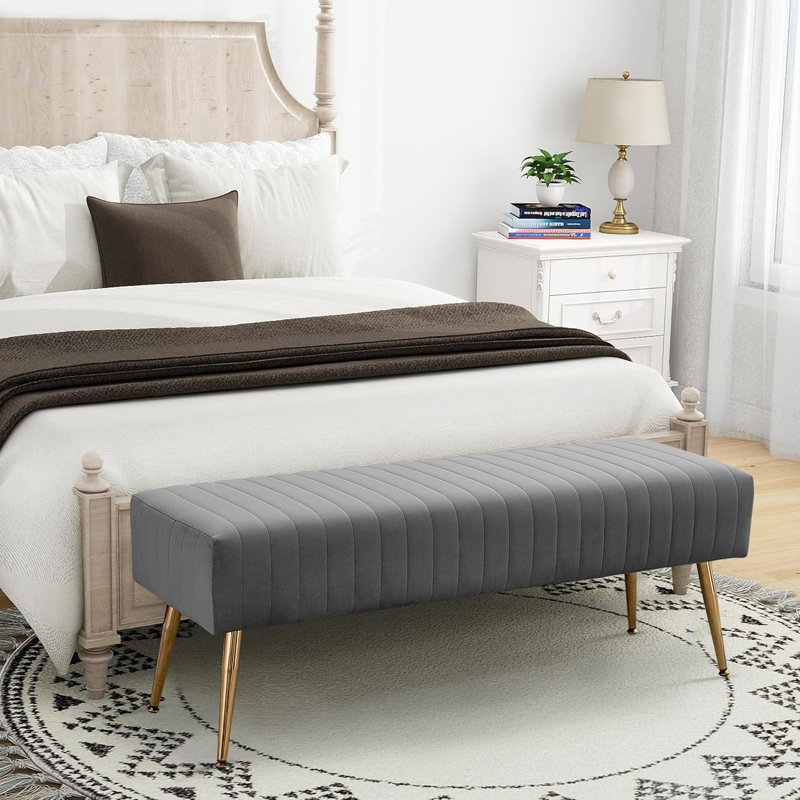 Banc en velours Rodjanae, gris