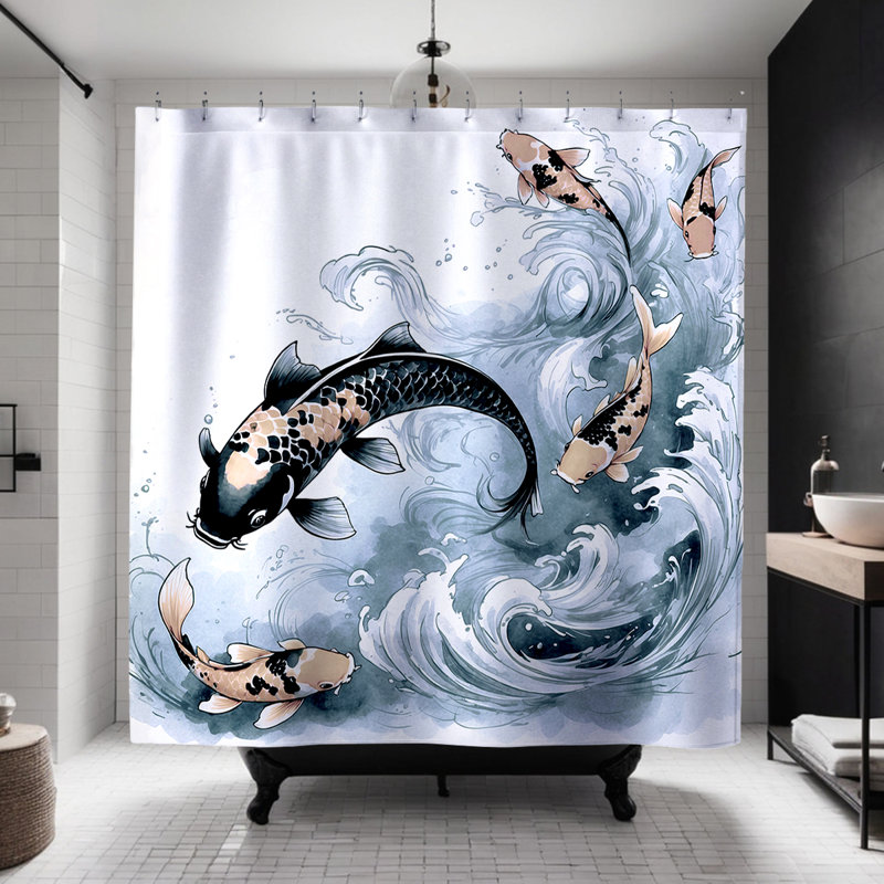 Rideau de douche Jino Koi, Beige