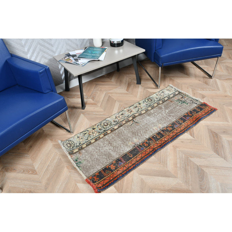 Handcrafted Turkish Patchwork Wool Rug Ideal For Entryways And Bathrooms In Small Spaces