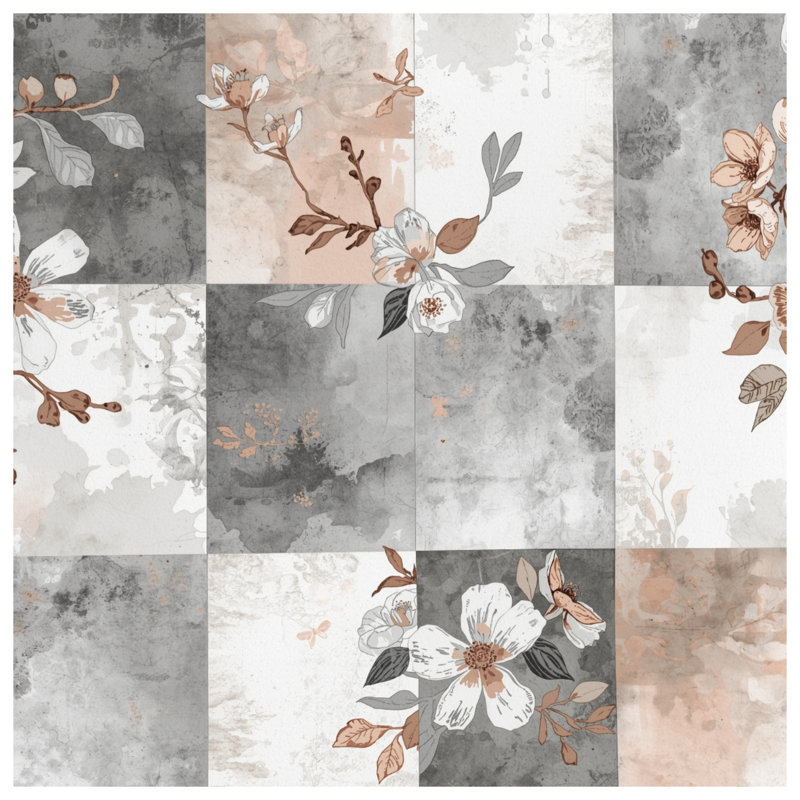 Couvertures florales à carreaux abstraites, L 50 po x H 60 po