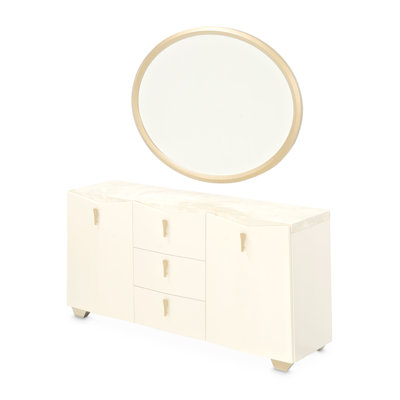 Fantosini Sideboard With Wall Mirror - Creamy Pearl