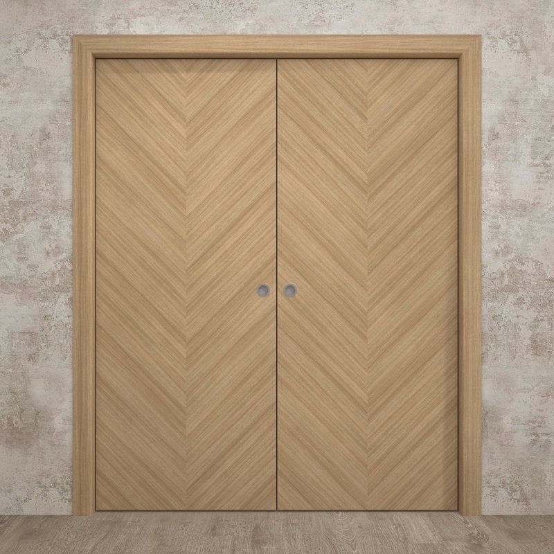 Portes coulissantes françaises à double poche | Ego 5005 | Ensemble de quincaillerie de rail | Portes intérieures modernes en bois massif pour chambre à coucher
