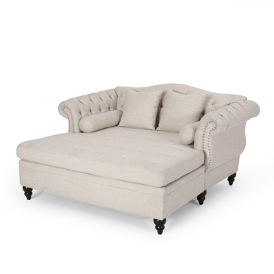 Lamm Tufted Upholstered Chaise Lounge with Rolled Arms and Nailhead Trim by Darby Home Co