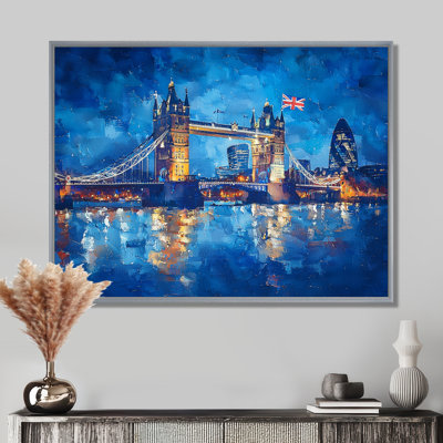 Moonlight On Tower Bridge Lights In London I - England Wall Art