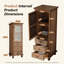 Armoire de rangement rustique en bois avec porte découpée décorative et 3 tiroirs, grand organisateur étroit pour le salon, la chambre à coucher