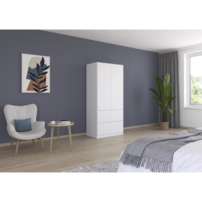 2 doors, 2 drawers, push-to-open