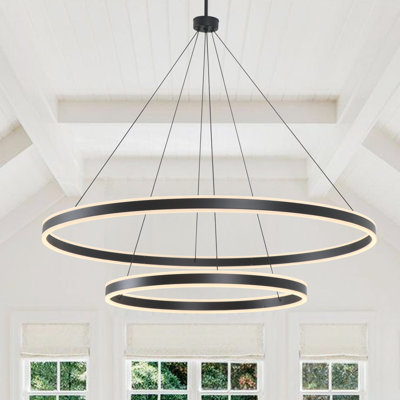 Maleea Modern Chandelier Light Led Kitchen Island Pendant with Remote Control for High Ceiling 