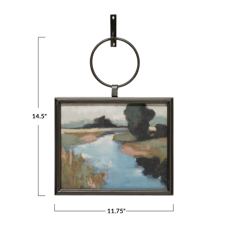 Metal and Wood Framed Multicolor Landscape Canvas Wall Art