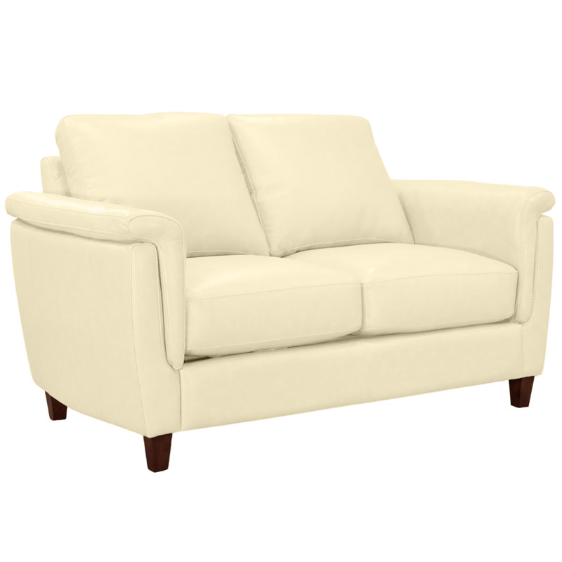Causeuse en cuir véritable 57 po Rambrij, Crème