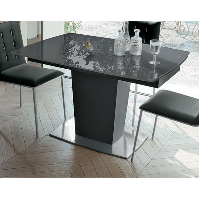 Angelique Glass Top Dining Table, 75cm H x 160cm L x 90cm W, White/Silver, White