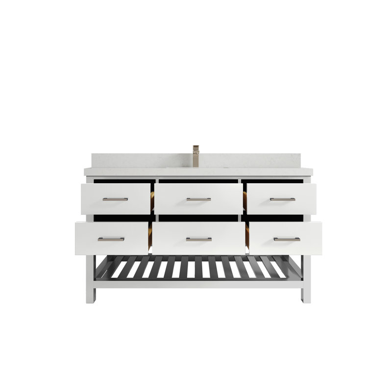 Ensemble de meuble-lavabo simple 60 po Parker, Quartz de Carrare