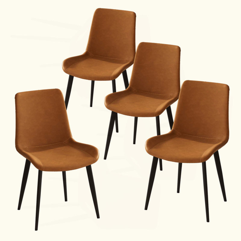 Chaises de salle à manger 4 pièces, chaises de cuisine et de salle à manger modernes, siège rembourré en similicuir et pieds robustes en métal