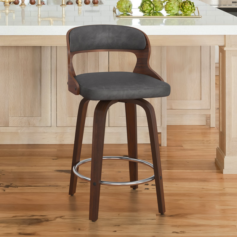 Carylon Swivel Upholstered Counter Stool, Gray