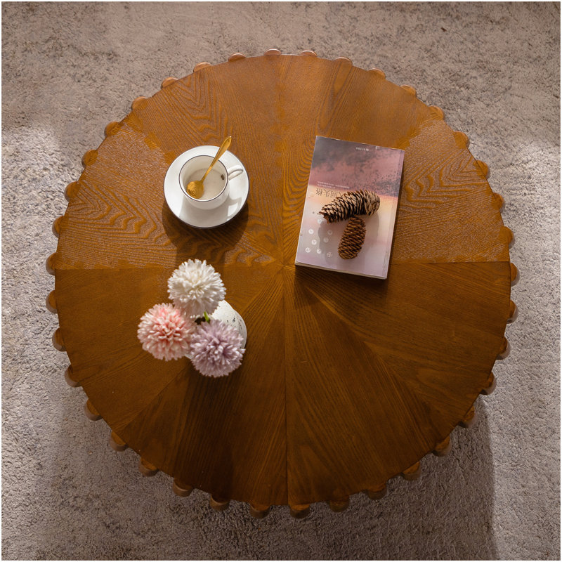 Table basse ronde cylindrique à cannelures, tables basses Mid Century, H 12,99 po x L 38,58 po x l 38,58 po