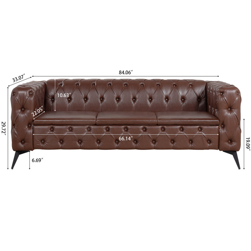 Modern Square Arm 3-Seater Sofa With Detachable Cushion And Stylish Design