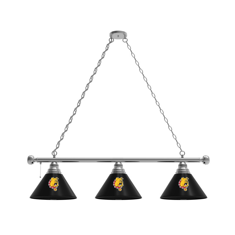 3 - Light Pool Table Lights Pendant, Chrome, Ferris State Bulldogs