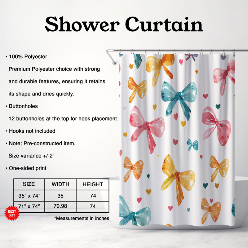 Rideau de douche Color Bow 79, H 74 po x l 71 po