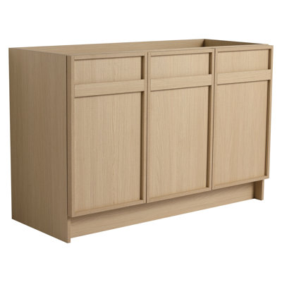 Meuble-lavabo de salle de bain 48 po, 3 portes à fermeture amortie - Contreplaqué, style moderne, portes de rangement autoportantes 48 po, - Contreplaqué