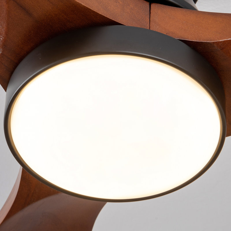 Flush Mount Ceiling Fan With Light: Dimmable LED (3 Colors), Indoor/Outdoor Reversible DC Motor, 3 Solid Wood Blades For Bedroom, Patio.