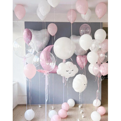 Enchanting Moon Pink and White Balloon Set