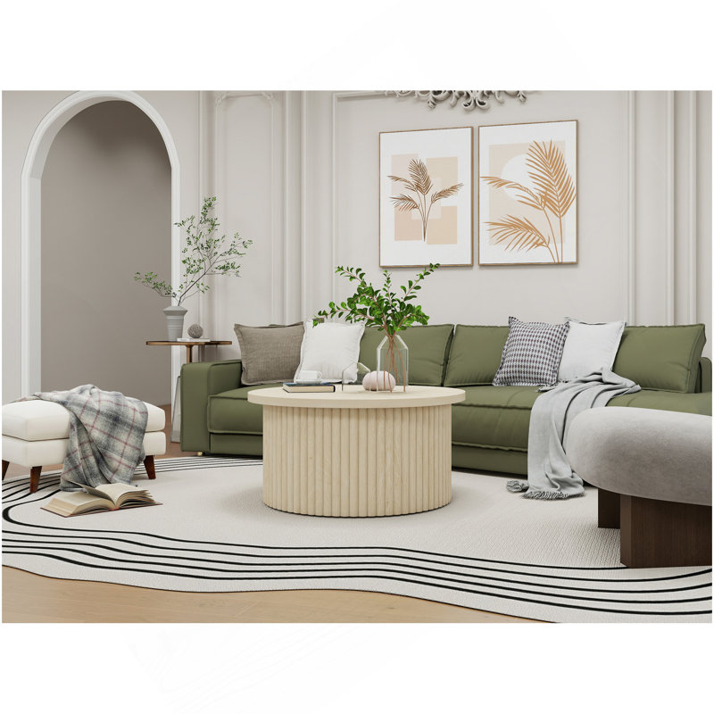 Table basse, table basse ronde, table d'appoint moderne pour salon, appartement, Naturel
