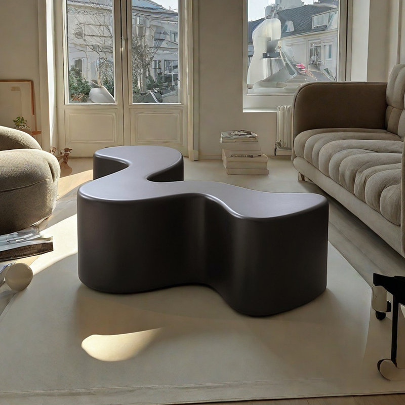 Table basse simple de style crème, Noir mat, H 14,17 po x L 47,24 po x l 27,55 po
