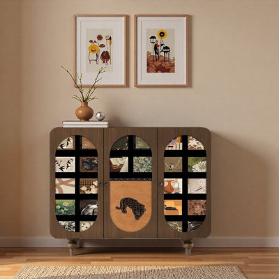 Medieval-Style Painted Accent Cabinet