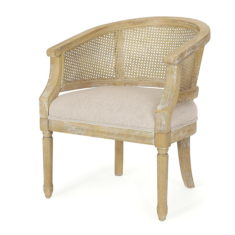 Chaise décorative en bois d'hévéa beige naturel