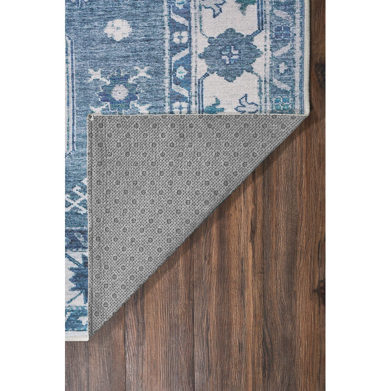 Tapis Shary Blue avec envers antidérapant, Tapis de couloir 2 pi 5 po x 7 pi