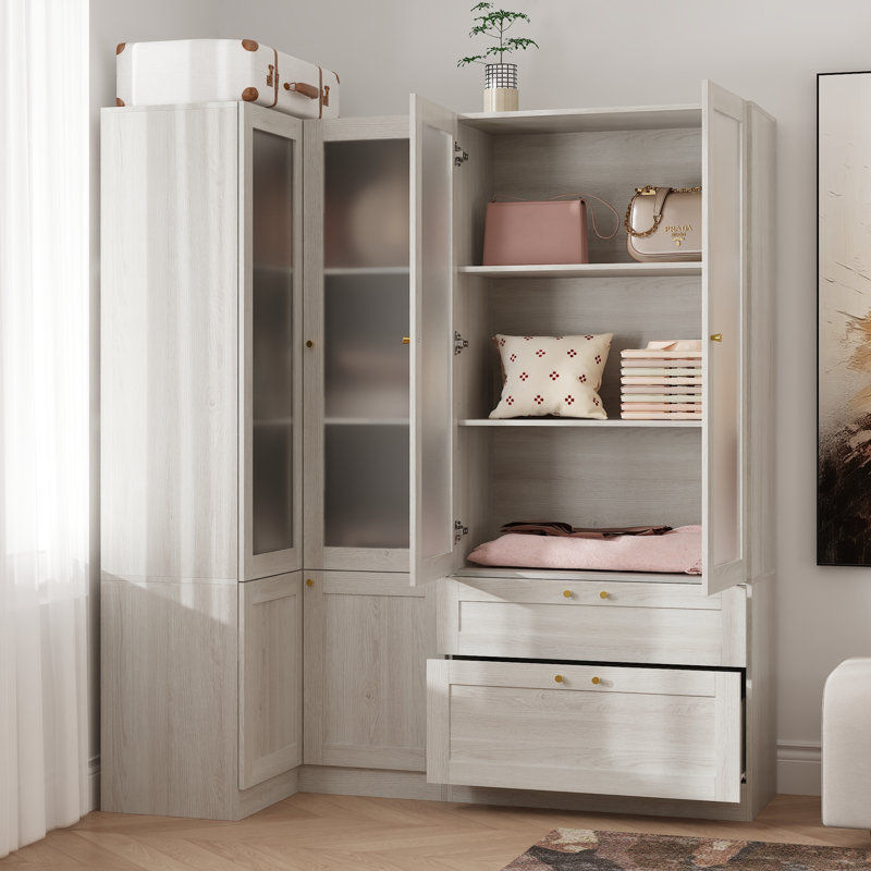 2 Piece Corner Closet System With Drawers And Shelves
