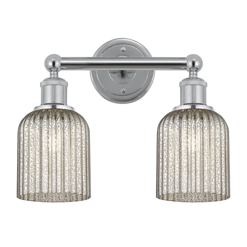 Abat-jour de salle de bain 2 lumières Edison Addeline 14 po, Chrome poli, Gris métallisé
